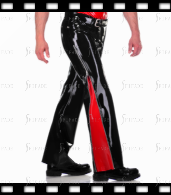 Latex Catsuit Trousers Male's Pants Side Long Zip Open & Hidden Style Customized XS-XXXL 0.4mm