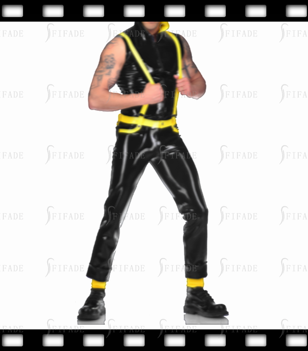 Latex Trousers Men‘s Suspender Pant Overalls Unique Customized 0.4mm