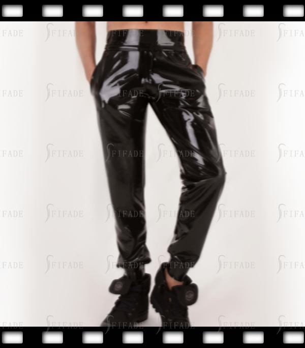Latex Panst for Men Loose Style Wasit Ankel Tighten Front Side Pockets Customized 0.4MM
