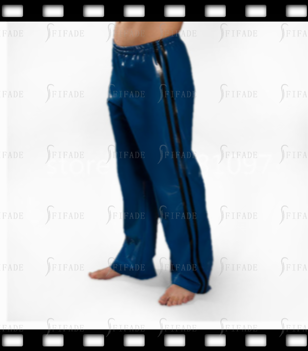 Latex Men's Straight Loose Pants With Side Trims Casual Trousers for Men Customized 0.4MM