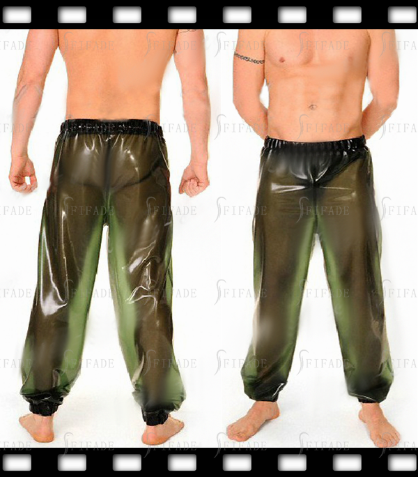 Latex Men's Loose Pants Waist Ankle Tighten Casual Pants Transparent Color Customized 0.4MM