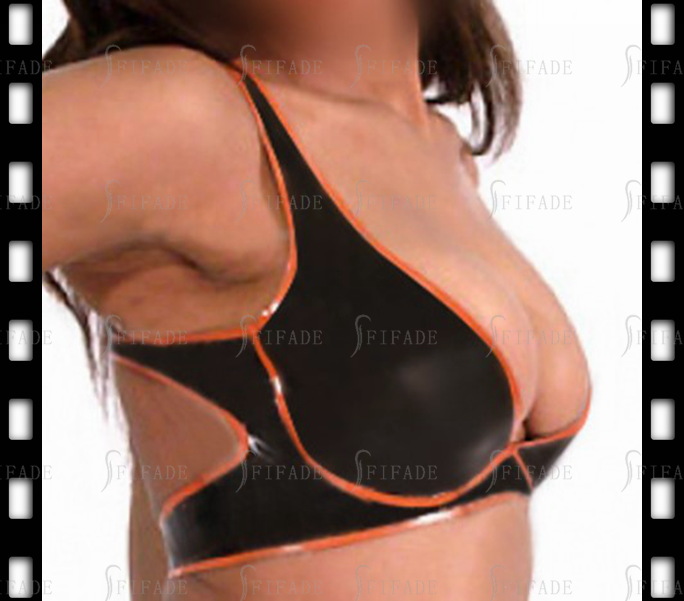 Latex Bar Plunge Triangle Style Back Buckled Customized 0.4mm