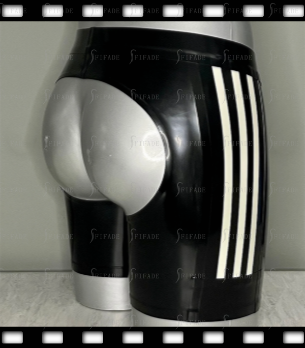 Latex Shorts Open Crotch Sexy Boxers Pants 3 Side Trims Customized 0.4mm