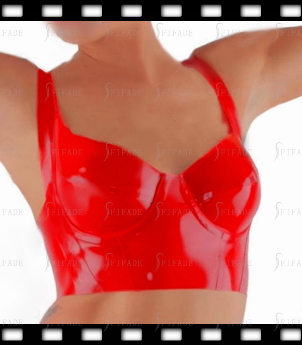 Latex Bar Full Coverage Red Corset Bra Sexy Customized 0.4mm