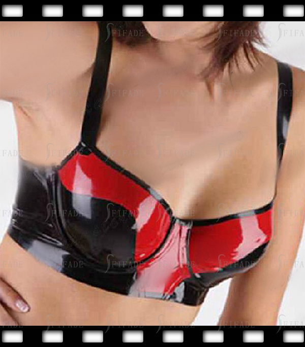 Latex Bar Triangle Back Strap Adjust Black & Red Sexy Customized 0.4mm