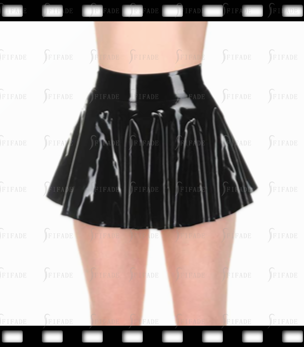 Latex Mini-Skirt Around Skirts Pleated Sexy Sweet No Zip Customized 0.4mm