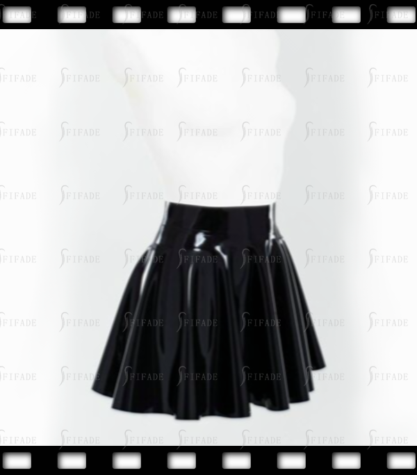 Latex Mini-Skirt Around Skirts Pleated Sexy Sweet No Zip Customized 0.4mm