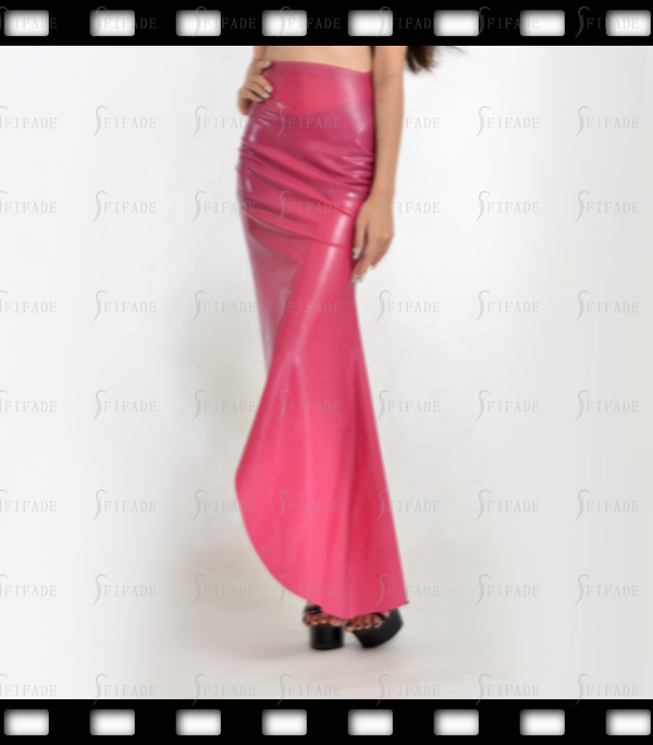 Latex Full Length Skirt High Split Fitted Slim Dress Customized 0.4mm