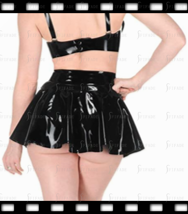 Latex Mini-Skirt Around Skirts Pleated Sexy Sweet No Zip Customized 0.4mm