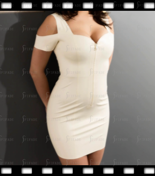 Latex Dress V Neck Mini Length Bodycon Cross shoulder Front Zip Hot Sexy Slim 0.4mm