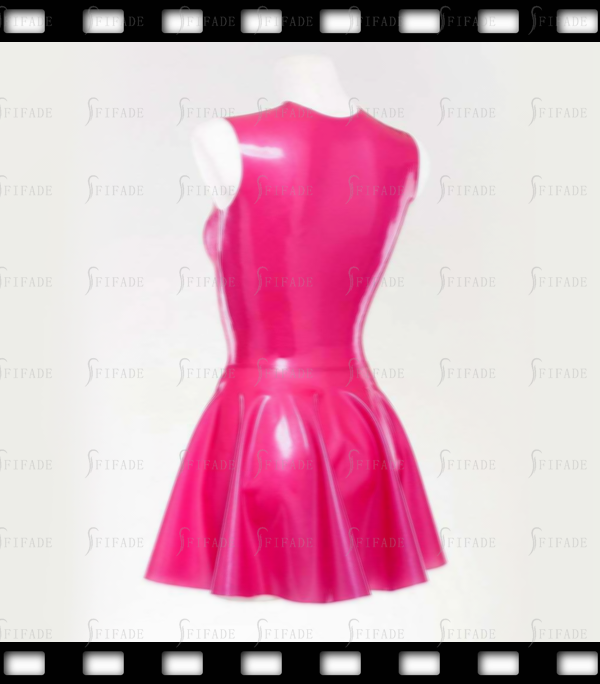 Latex Dress Around Neck Sleeveless Pleated Skirts No Zip Hot Sold Customized 0.4mm