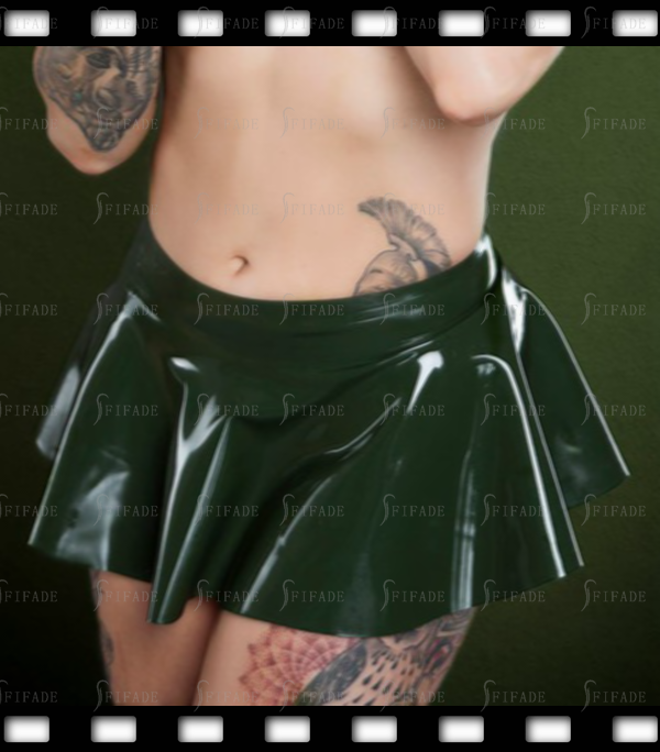 Latex Super Mini-Skirt Around Skirts Pleated Sexy Sweet Above Hip Lower Waist Customized 0.4mm