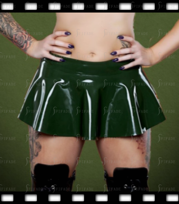 Latex Super Mini-Skirt Around Skirts Pleated Sexy Sweet Above Hip Lower Waist Customized 0.4mm