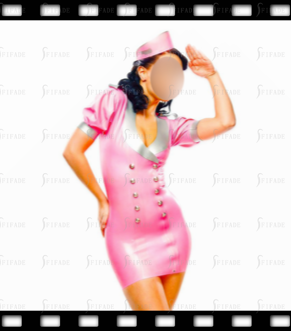 Latex ShirtDress Metallic Pink Front Snap Buttons Closure Customized 0.4mm