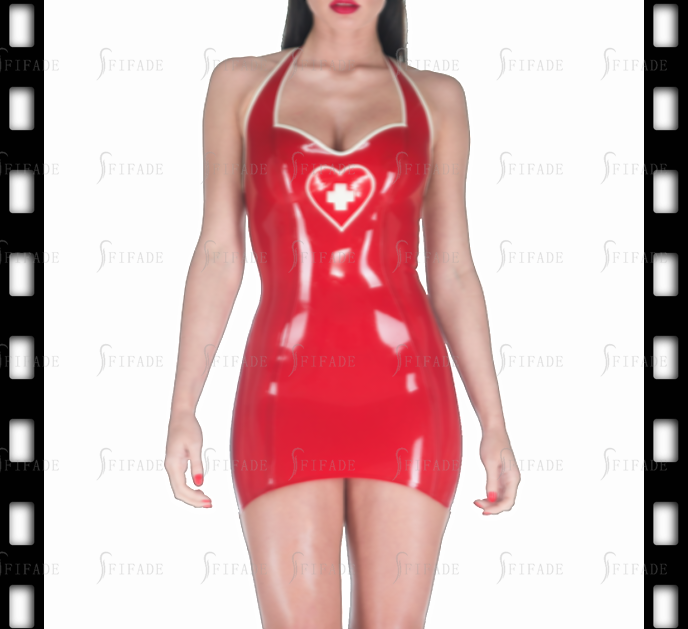 Latex Halter Dress Mini Length Pencil Skirts No Zip Customized 0.4mm