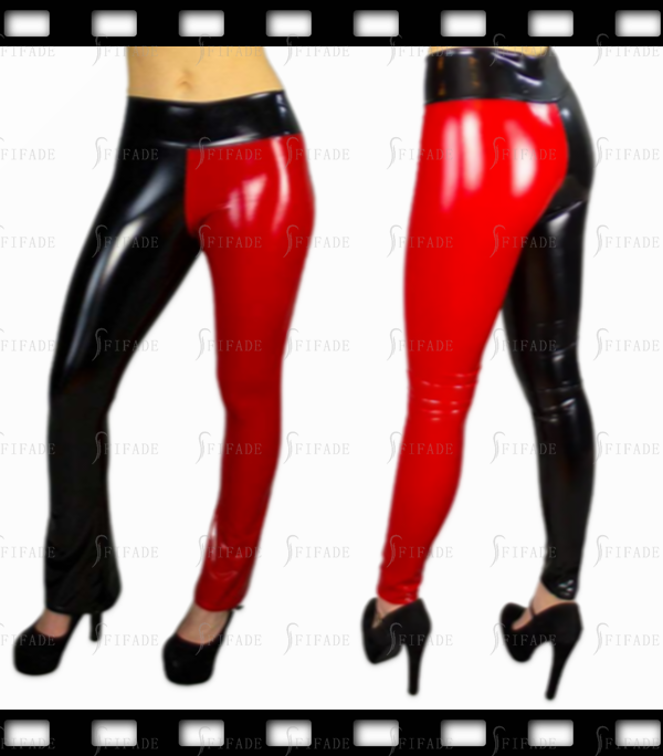 Latex Unisex Leggings Contrasting Color Mid Waist No Zip Customized 0.4mm