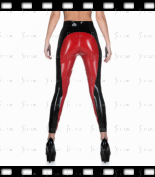 Latex Contrasting Pants Slim Jeans Unisex Front Pockets Zip Customized 0.4mm