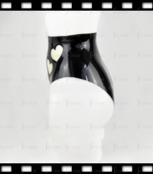 Latex Control Briefs Heart Shape Cut-out Style Cute Fitted Slim Customized 0.4mm