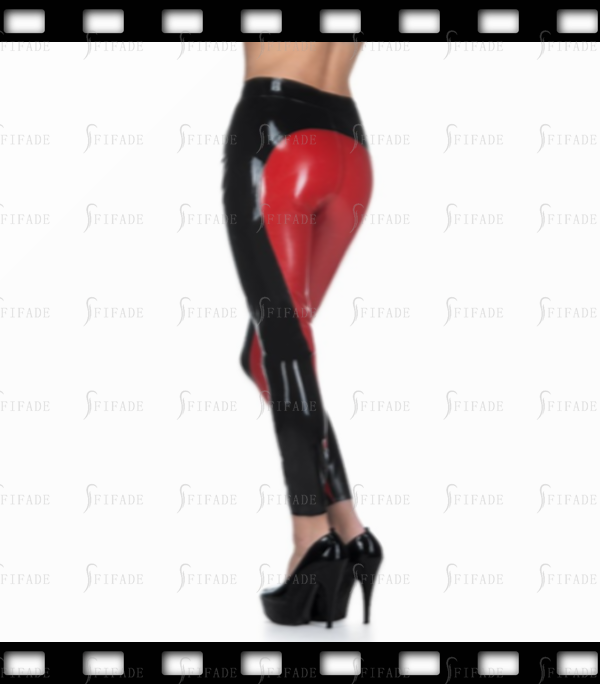 Latex Contrasting Pants Slim Jeans Unisex Front Pockets Zip Customized 0.4mm