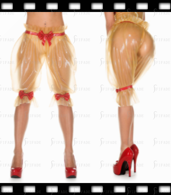 Latex Loose Knickers Medium Pants Waist Bowknot Pull On No Zip Customized 0.4mm