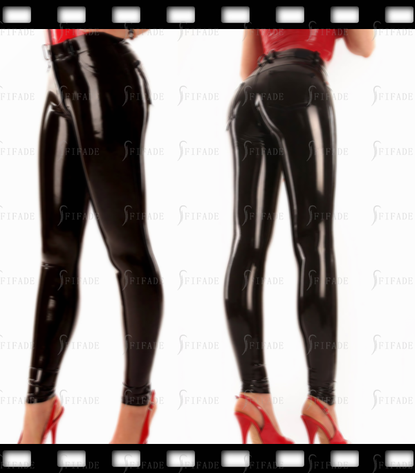 Latex Skinny Jeans Front Zip Slim Fitted Pants Unisex Customized 0.4mm