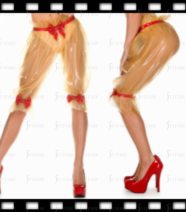 Latex Loose Knickers Medium Pants Waist Bowknot Pull On No Zip Customized 0.4mm