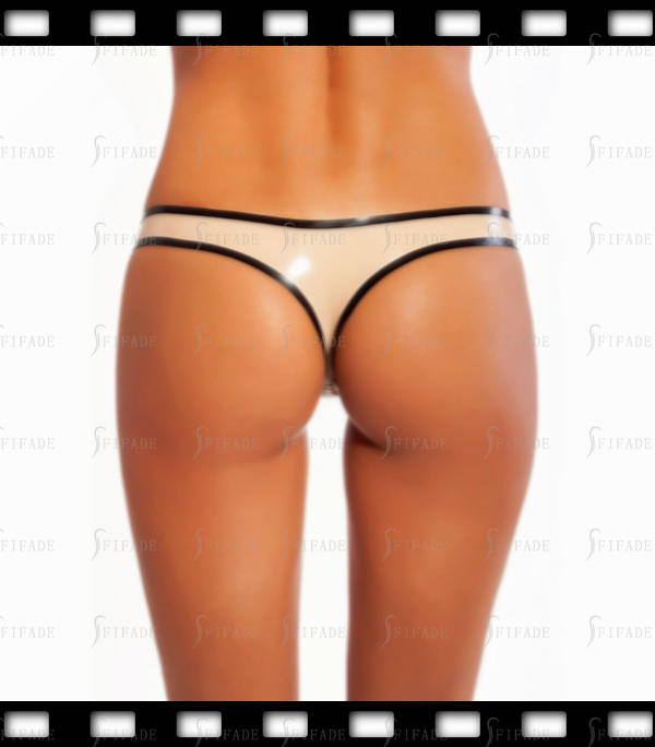 Latex Panties Black Trims Sexy Women's Underwear Customized 0.4mm