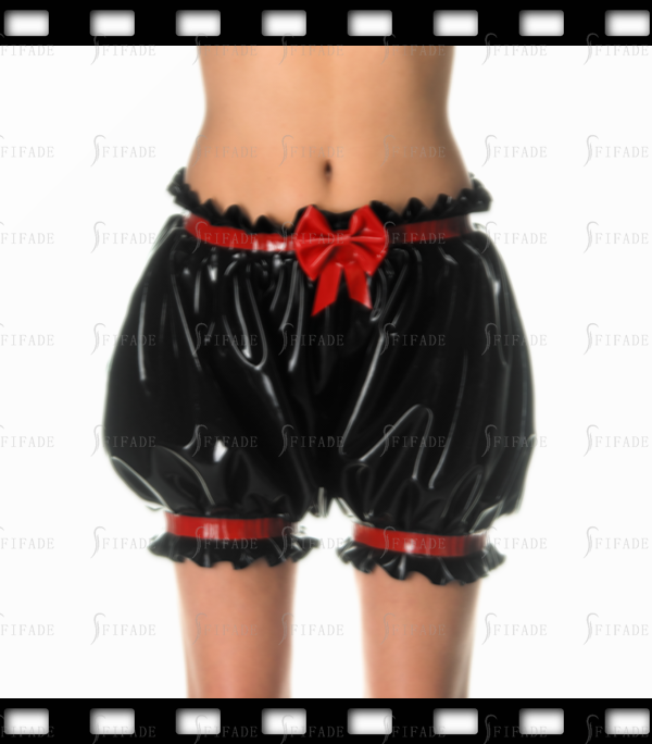 Latex Loose Knickers Short Pants Waist Bowknot Shorts Pull On No Zip Customized 0.4mm
