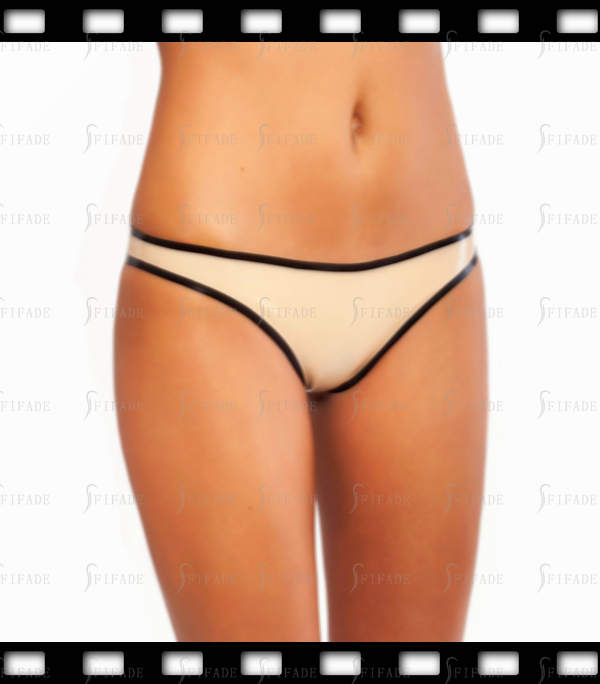 Latex Panties Black Trims Sexy Women's Underwear Customized 0.4mm