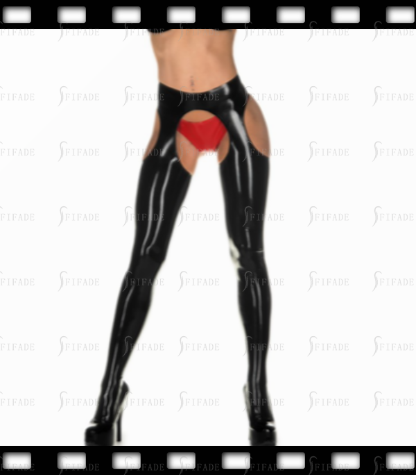 Latex Pantyhose Crotchless Unisex Leggings Mid Waist Sexy Customized 0.4mm