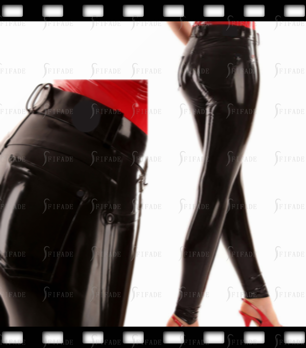Latex Skinny Jeans Front Zip Slim Fitted Pants Unisex Customized 0.4mm