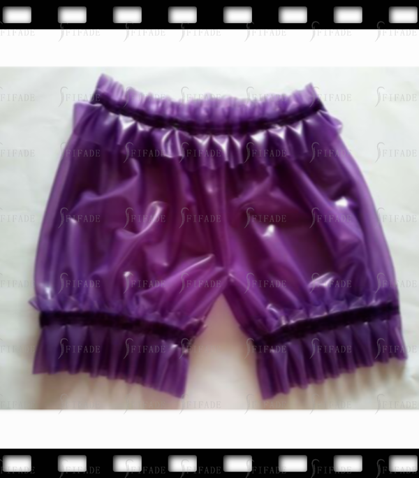Latex Loose Shorts Waist Top Thigh Ruffles Tighten Short Pants Pull On No Zip Customized 0.4mm