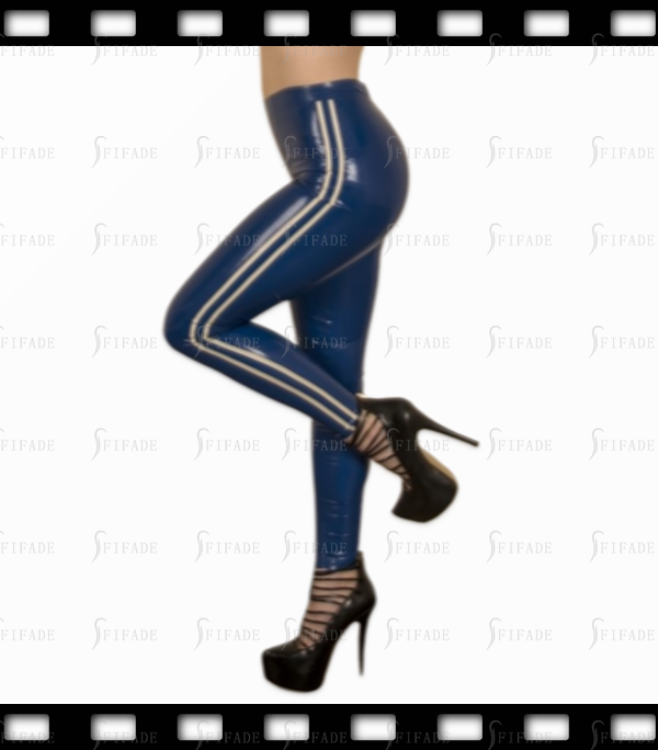 Latex Women's Leggings Side 2 Tirms Mid Waist Sports Pants Customized 0.4mm
