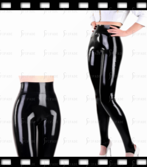 Latex Pants for Women Stirrup Leggings High Waist Line Fitted Slim Unisex Customized 0.4mm