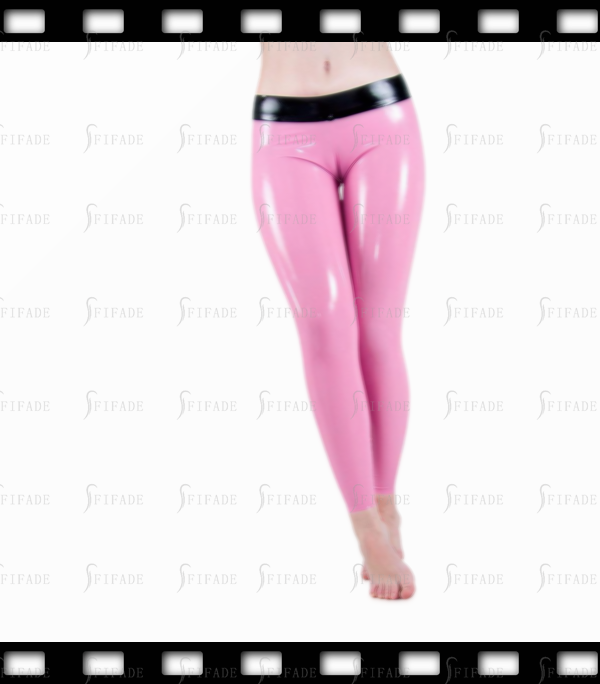 Latex Pants for Women with Cameltoe-Effect Joggings Hot Pink No Zip Customized 0.4mm
