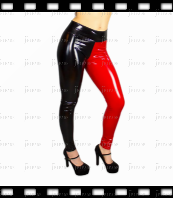 Latex Unisex Leggings Contrasting Color Mid Waist No Zip Customized 0.4mm