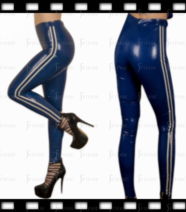 Latex Women's Leggings Side 2 Tirms Mid Waist Sports Pants Customized 0.4mm