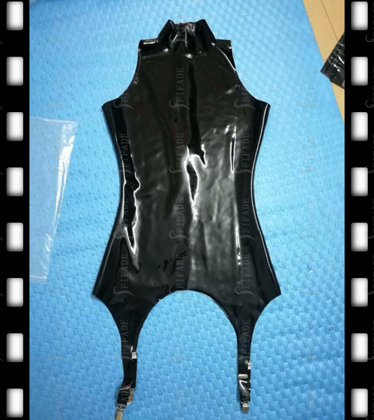 Latex Tops with Suspender Garters Sexy Women Fitted Slim Customized 0.4mm