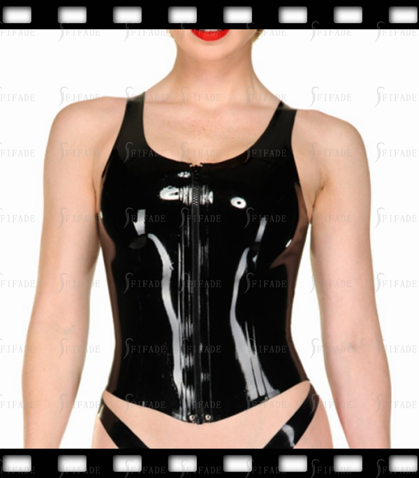 Latex Tops Rubber Glued Tank Cute Mid Waist Line Sexy Girls Customized 0.4