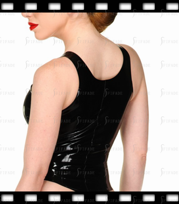 Latex Tops Rubber Glued Tank Cute Mid Waist Line Sexy Girls Customized 0.4