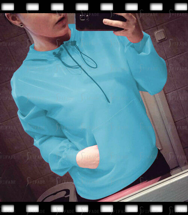 Latex Sports Hoodies Unisex Loose Design Neck Drawstring No Zip Customized 0.4mm