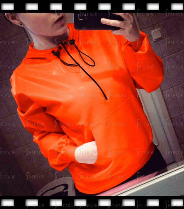 Latex Sports Hoodies Unisex Loose Design Neck Drawstring No Zip Customized 0.4mm