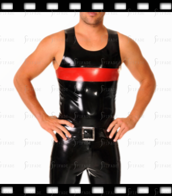 Latex Vest For Men’s Rubber Tank Chest Wide Trims Slim Fitted Customized 0.4mm Thickness
