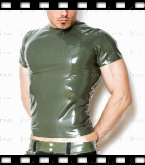 Latex Basic T-shirts Short Sleeves Around Neck No Zip Slim Fitted Cool Customized 0.4