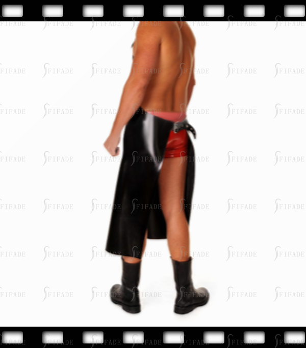Latex Apron Unisex Cosplay Play Black Adjustable Buckles Front Big Pocket Customized 0.4mm