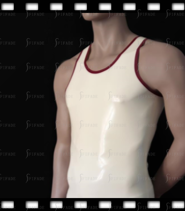 Latex Vest For Men’s Classic Tank with Edge Trims Slim Fitted Customized 0.4mm Thickness