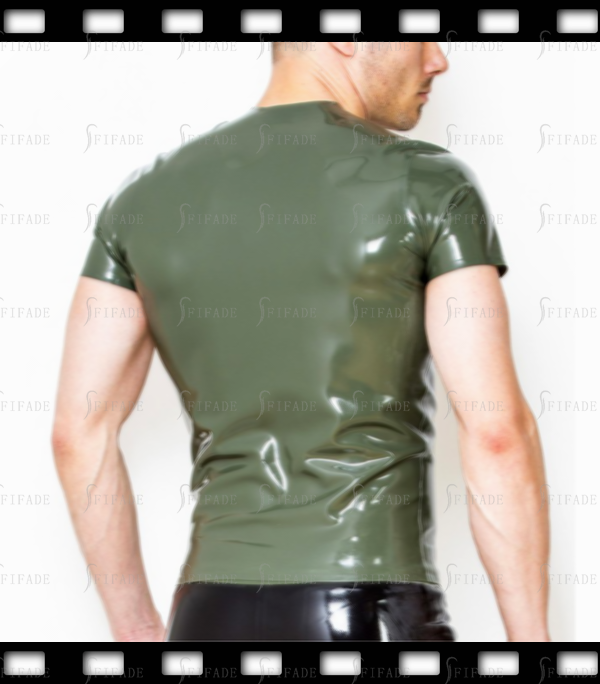 Latex Basic T-shirts Short Sleeves Around Neck No Zip Slim Fitted Cool Customized 0.4