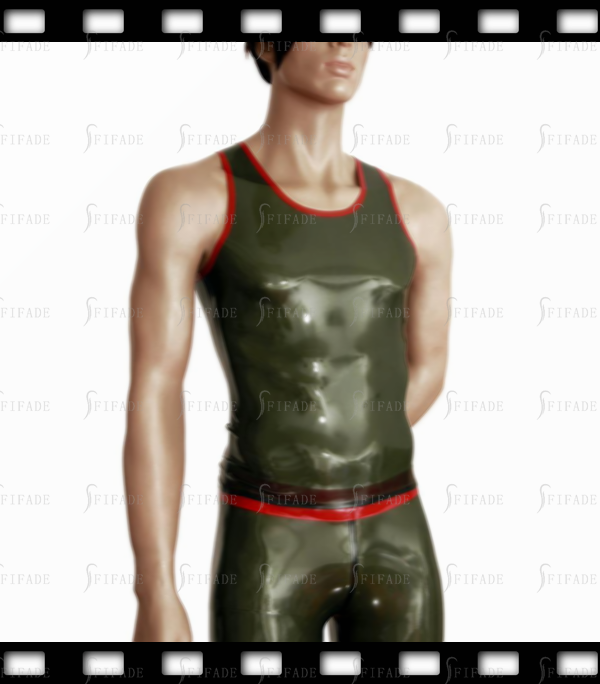 Latex Vest For Men’s Classic Tank with Edge Trims Slim Fitted Customized 0.4mm Thickness