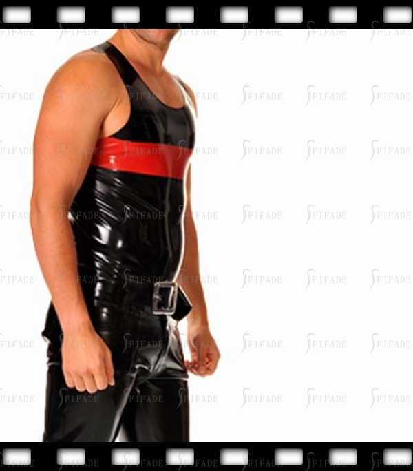 Latex Vest For Men’s Rubber Tank Chest Wide Trims Slim Fitted Customized 0.4mm Thickness