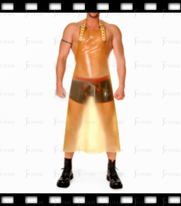 Latex Rubber Long Apron Men's Transparent Cool Cosplay Wear Play Customized 0.4mm